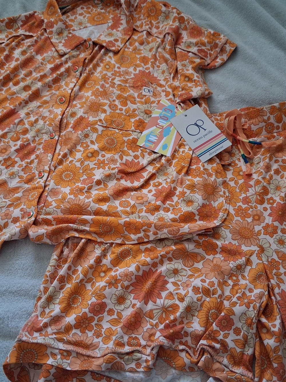 OP Orange Floral Two-Piece Lounge Set